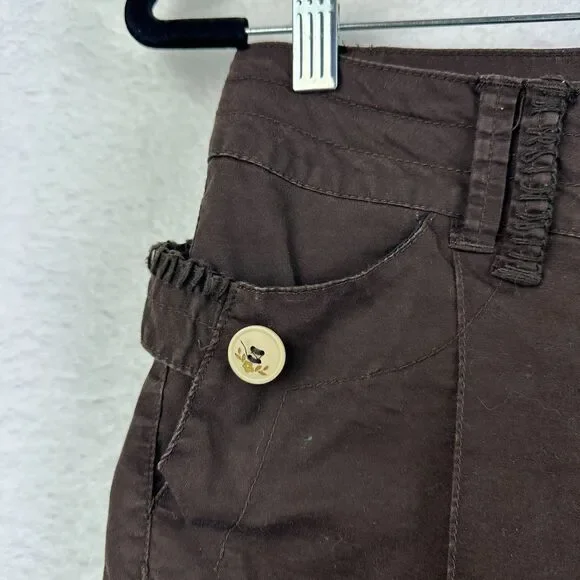 2/$30 Vintage Rewind Crop Capri Pants Size 5 Brown Y2K Sporty Coquette Low Rise - Picture 5 of 12